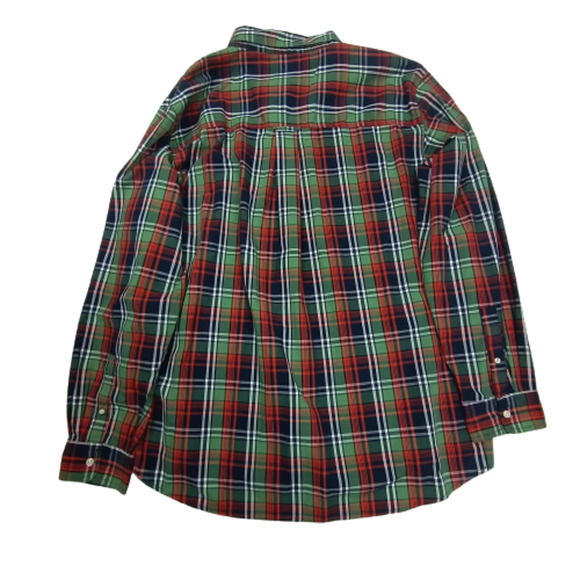 Chaps Men's XXL Casual Button Down Easy Care Green, Blue, & Orange Plaid - Picture 6 of 8